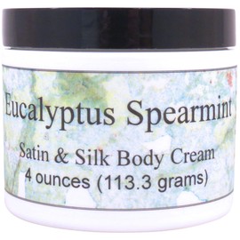 Eclectic Lady Eucalyptus Spearmint Satin and Silk Cream, Body Cream, Body Lotion, 4 oz - Shea Butter, Aloe, Silk Amino Acids, Vitamin E, Phthalate-Free, Handcrafted in USA - Perfect For Women