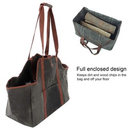 Orenic Log Bag, Waterproof Waxed Canvas Firewood Holder and Durable Firewood Tote for Outdoor,Large Capacity Organizer Bag, Firewood Carrier