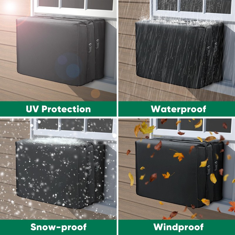 Plusluck Air Conditioner Cover Outside, Black Window AC Unit Cover,