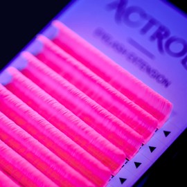 Colored Neon UV Eyelash Extensions Colorful Fluoresent Lash Extensions Easy Fan Pink 0.07D 15MM Glow under UV Light Lash Mixed