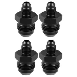 X AUTOHAUX 4pcs AN4 Male to AN8 Male Union Car Flare Reducer Hose Fitting Adapter Universal Aluminum Alloy Fuel Oil Line Pipe Connector Black Anodized