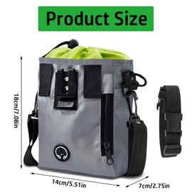 Techchii Dog Treat Pouch, Dog Walking Bag 3 Ways to Wear Portable Treat Bags for Dog Training with Adjustable Waist & Shoulder Belt, Multiple Pockets (Grey)