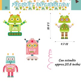 Jajajuegos 24Pcs Robot Birthday Party Decorations - Robot Hanging Swirls for Boys’ Birthday, Baby Shower Supplies, Pre-Assembled Robot Theme Party Decor