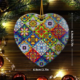 Christmas Ornaments 2025,Mexican Talavera Ornaments for Christmas Tree Holidays Ornaments Decorations,adornos de Navidad Ceramic Ornaments Xmas Gifts Idea for Home Decor