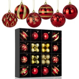 LARAINE Christmas Balls Ornaments 44 Pcs Decorations for Christmas Tree, Shatterproof Hanging Ball Variety Gift Set of Holiday Party Wedding Decoration
