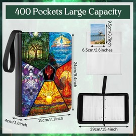Humyoun Card Binder 4/9 Pocket PU Waterproof Trading Binder Compatible with Mtg for 400/900 Portable Album Holder with Zipper Wristband Card Organizer Book Case(Magic,9.8 x 7.7 x 2 Inch)