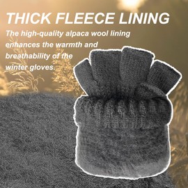 ehsbuy Fingerless Gloves for Men Thermal Soft Fleece Lined Half Finger Winter Warm Knitted Gloves for Working Driving Cycling Outdoor Sports