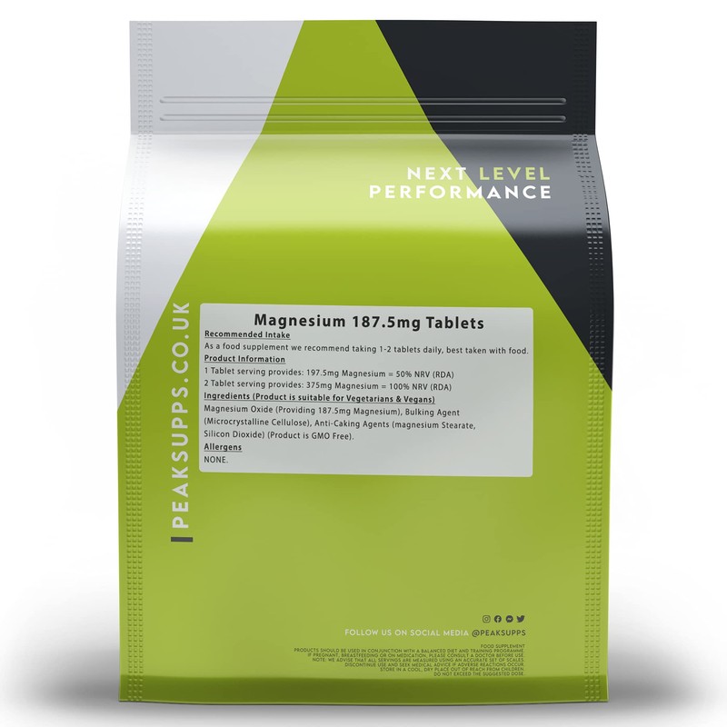 Peak Supps Magnesium Tablets - 30 Pack | 540mg MgO