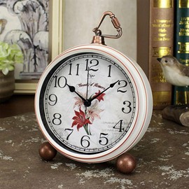 BVI BOOMERVIVI Classic Vintage Clock - Elegant and Decorative Analog Clock,Silent Non-Ticking Clock with Distressed Metal Frame for Office, Living Room or Bedroom (White)