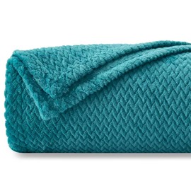 NEWCOSPLAY Super Soft Twin Blanket Dark Blue Premium Silky Flannel Fleece Leaves Pattern Lightweight Bed Blanket All Season Use (Dark Blue, Twin(60"x80"))