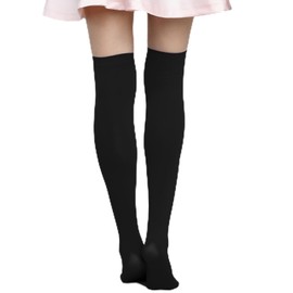 1 Pair Extra Long Socks Women's Knee Socks Leg Warmers Long Cotton Knit Warm Boot Socks Casual Socks Long Stockings Women's Thigh High Socks Knitted Knee High Boot Socks, black