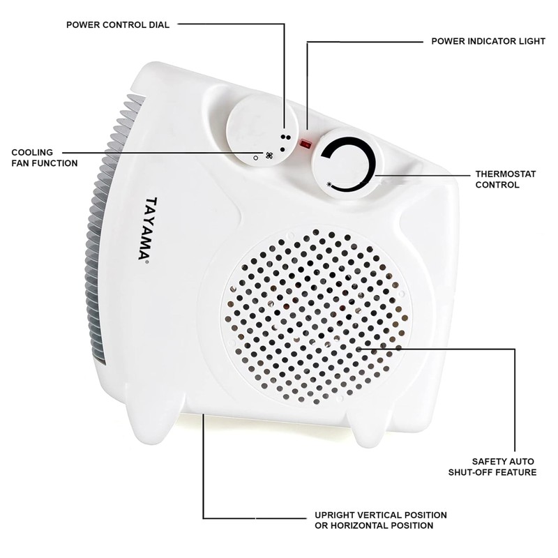 Portable Dual Fan Heater with 2 Heat Setting and Cool