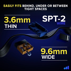 Maximm 360° Rotating Flat Plug Extension Cord 25 feet Flat Extension Cord Under Carpet with Slim Space-Saving Plug Design, Low Profile Extension Cord (Black)