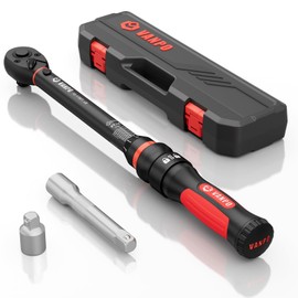 VANPO Torque Wrench 1/2-Inch Drive, 10-170.0ft.lb/13.60-230.5Nm,72 Tooth, TRP+ABS Plastic Handle, Click Torque Wrench with 1/2" to 3/8" Adapter & 125mm Extension Bar for Moto, Automotive Maintenance