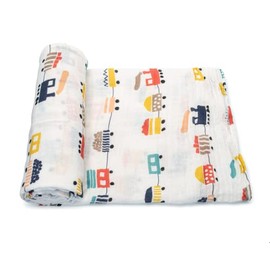 ADDISON BELLE Baby Swaddle Blanket - 100% Muslin Cotton Unisex Soft Swaddle Wrap for Baby Boys or Girl - Neutral Newborn Receiving Blankets - Nursery Swaddling for Babies - 47” x 47” (Trains)