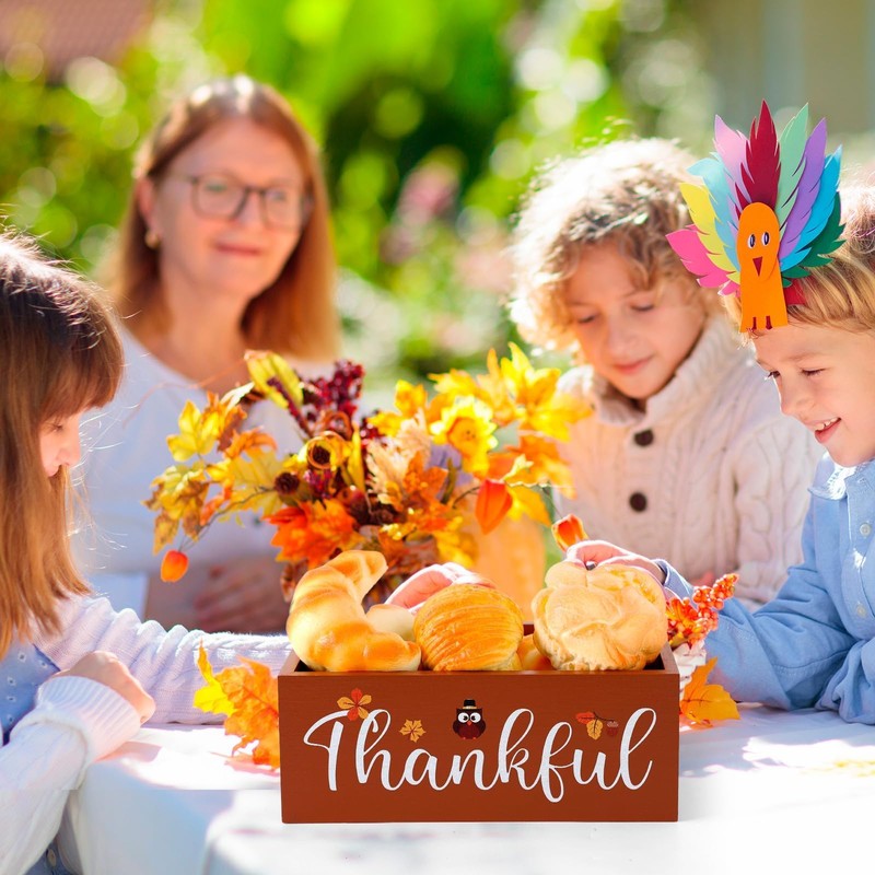 Wooden Thanksgiving Candy Bowl Fall Candy Dish Thankful Large Thanksgiving