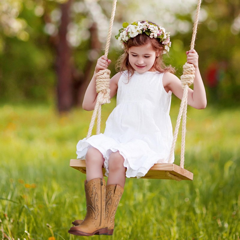 Rollda Girls Cowgirl Boots Kids Cowboy Boots Square Toe Girls