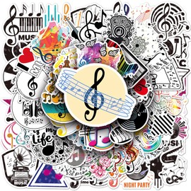 Music Graffiti Stickers, Doyomtoy Pack of 100 Music Notes Stickers Waterproof Stickers Music Birthday DIY for Guitar Luggage Car Laptop Phone Sticker