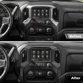 RT-TCZ for Silverado Dash Navigation Panel Trim Cover Compatible with Chevy Silverado 2019-2021 GMC Sierra 2019-2022 Carbon Fiber Interior Accessories