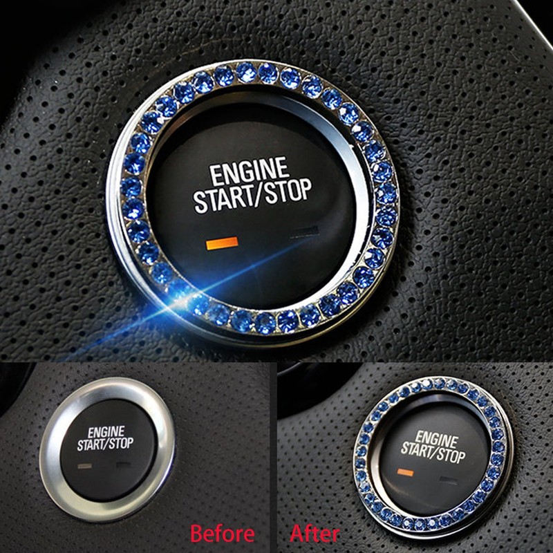 Futheda 2pcs Car One Key Engine Start Button Ring Sticker