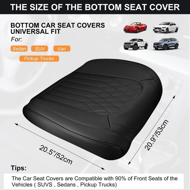 BWTJF Black Car Seat Cover 2 Pack, Universal Leather Front