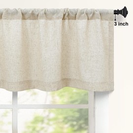 DANCURTON Flax Linen Valance for Windows 18 Inch Length Light Filtering Semi Sheer Cloth Short Kitchen Valance for Living Room Bedroom Small Bathroom Curtain Burlap Primitive Farmhouse Decor Tan Beige