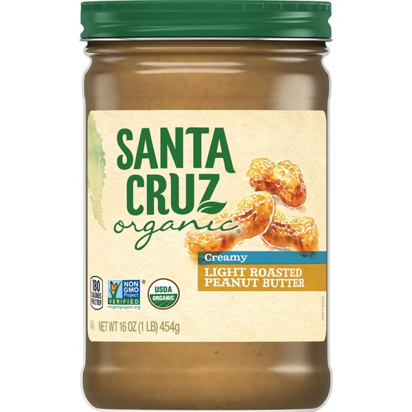 Santa Cruz Organic Mantequilla de maní tostada ligera cremosa, 16 onzas