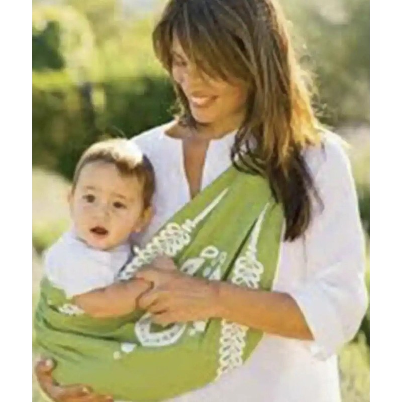 Serena and Lily Baby sling Green Embroidered Boho Scandinavian Large