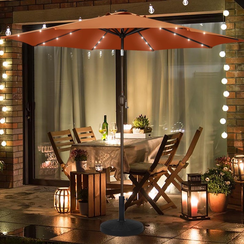 Blissun 9 ft Solar Umbrella with 32 LED Lights for