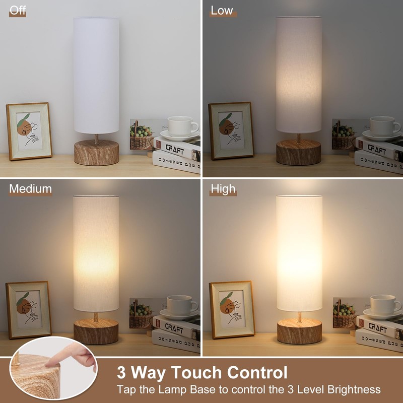 Bedside Table Lamp, 3 Way Touch Control Table Lamp with