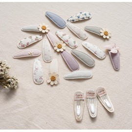 kumo kaze Floral Hair Clip Set for Babies and Kids, with Daisy Flowers, Pastel Colors, 20 Pieces, Fabric