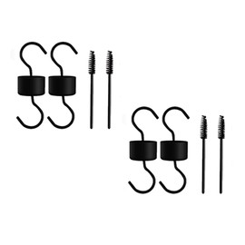 Pack of 4 ZONADAH Ant Moat for Bird Feeder and Brush Set Metal Anti-Ant S Hook Style Ant Guard Hummingbird Feeder Hooks on Tree or Hangers Outdoor Black
