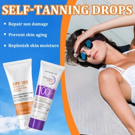 Sonnencreme Gesicht LSF 100, Sonnencreme SPF 100, Anti-Aging Sonnenschutz, Sonnencreme, Sonnencreme für Gesicht und Körper, Leichte Nicht Fettende, Wasserdicht, Beruhigende, 2er Pack