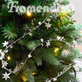 Framendino, 2 Rolls of Silver Star Tinsel Garlands with Wire Sparkly Stars for Christmas Tree Home Wedding Birthday Party Decoration Festive Ornaments Photo Backdrops Props