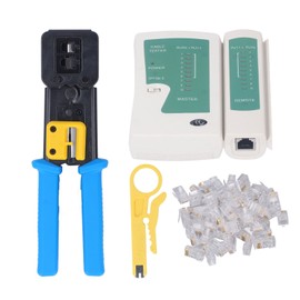 RJ45 Crimp Tool Kit Pass Thru CAT6 CAT5E Crimping Tools Set with RJ Connector Network Cable Tester Wire Stripper