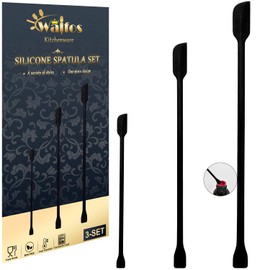 Walfos 3pcs Mini Silicone Spatula Set, Small Spatulas For Cosmetics, 600°F Heat Resistant Reusable Beauty Spatula Tiny Spatula, No Bpa Free, For Kitchen Cooking Cosmetic Jars Kitchen Bottles, Black