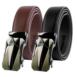 GUBOSS Genuine Cow Leather Belts With Automatic Ratchet Buckle,Classic and Retro Fashion Designs 110-130CM