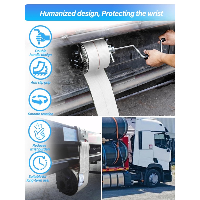 Quality Life Heavy Duty Winch Strap Winder for Flatbed Trailer,