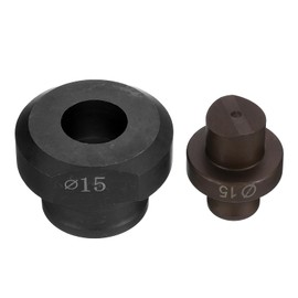 sourcing map Hydraulic Hole Punch Die 15mm Precise Round Hole Electric Hydraulic Hole Punching Kit for MHP-20 JP-20 Electric Hydraulic Punching Machine, Burgundy & Black