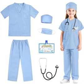 RioRand Doctor Costume for Kids,Toddler Nurse Scrubs with Accessories Christmas Dress Up Cosplay For Boys Girls 3-11 Years