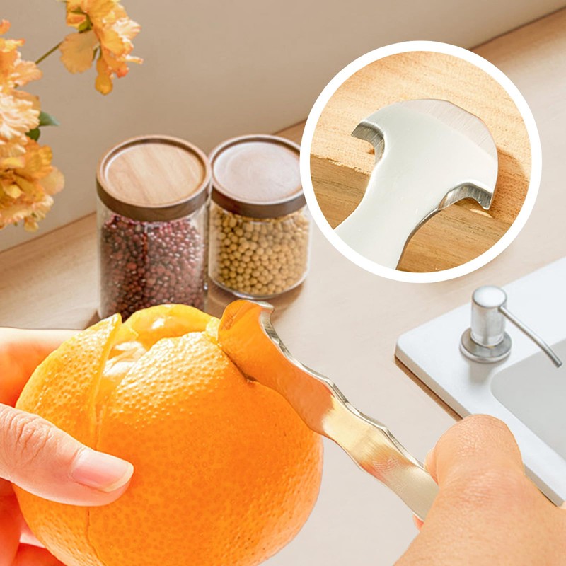 Mrltau 304 Stainless Steel Citrus Peeler, Ergonomic Orange Peeler, Safe