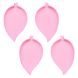 2 Pairs Plastic Bead Sorting Trays Leaf-Shaped Diamond-Paint-Art Trays with Lid Diamond Rhinestone Plate Tray Bead Painting Disc for Rhinestone Gems Beads Diamond DIY Art Craft, Pink