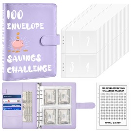 Lifejoymax 100 Envelopes Money Saving Challenge Book with Envelopes, Day 100 Envelope Challenge Money Saving Binder Budget Book with Cash Envelopes, 5,050 Savings Challenge Kit, A5 Money Savings Book
