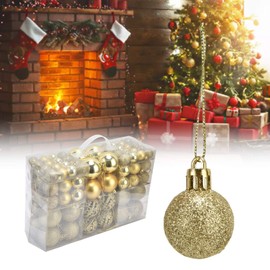 100 Pcs Christmas Bauble Ornaments Shatterproof Hanging Baubles for Christmas Tree Party Decorations Christmas Decorations Pendants (Gold)