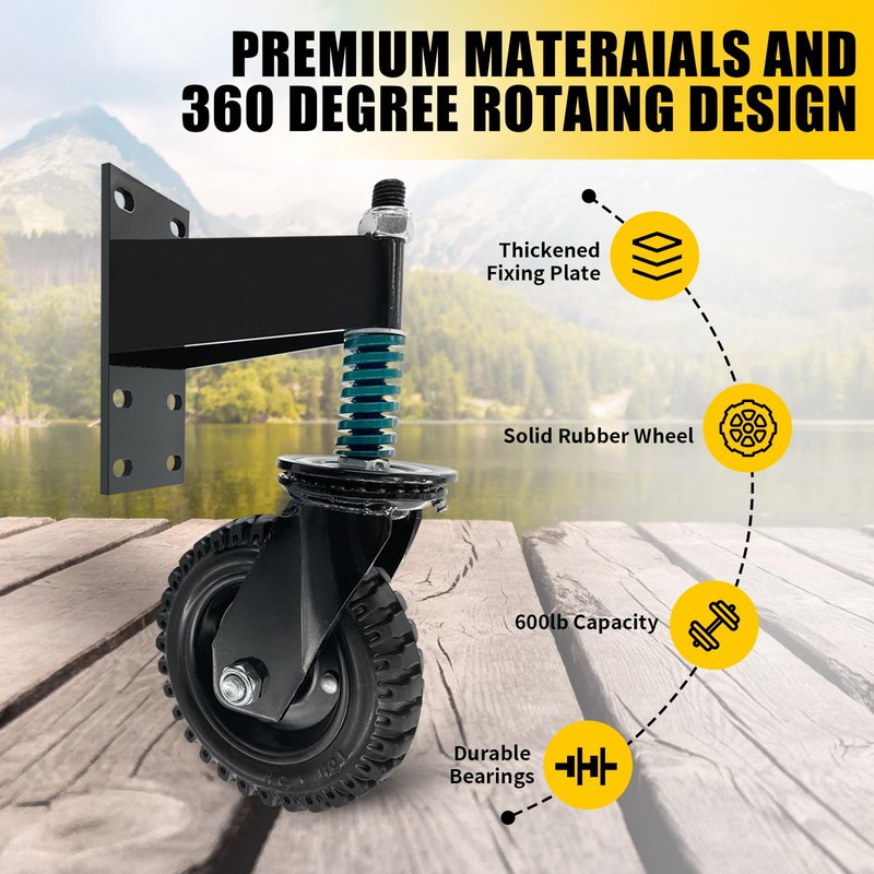 Qrooviiy 8Inch Fence Gate Wheels,600 lbs Capacity Gate Wheels with