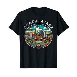 Matching Guadalajara Mexican City Trip Apparel Unisex-Adults/Unisex-Kids Black Cathedral Mexico T-Shirt