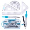 Math Geometry Kit Set 10 Pieces with Shatterproof Storage Box,