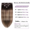 Clip in Hair Extensions Real Human Hair, 18 Inch Remy