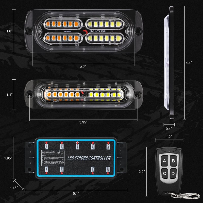 LINKITOM 12-24v 8pcs Ultra Slim Sync Feature Surface Mount Strobe