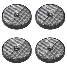 Pack of 4 white round reflectors for more safety in road traffic, E4 tested, diameter 60 mm